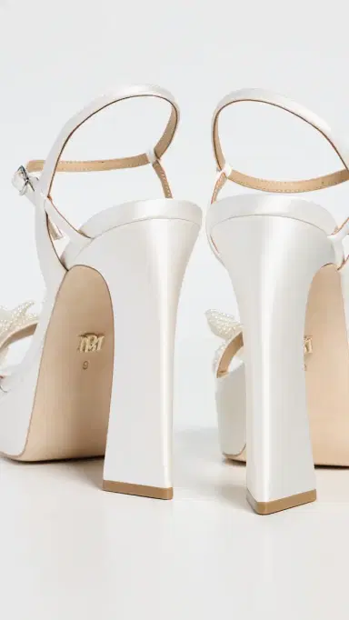 Badgley Mischka Wicket Platform Heels White Satin | Thumbnail 5