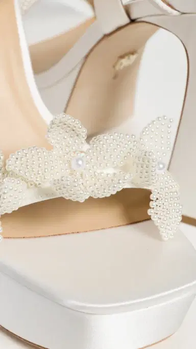 Badgley Mischka Wicket Platform Heels White Satin | Thumbnail 6