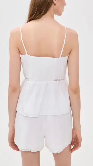 Petite Plume Voile Luna Cami Shorts Pajama Set White | Thumbnail 3