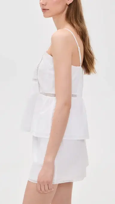Petite Plume Voile Luna Cami Shorts Pajama Set White | Thumbnail 4