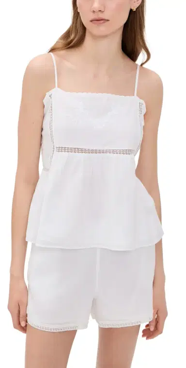 Petite Plume Voile Luna Cami Shorts Pajama Set White | Thumbnail 1