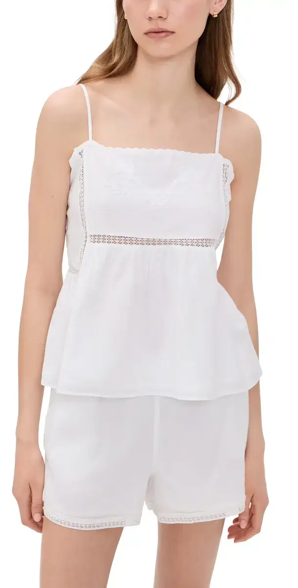 Voile Luna Cami horts Pajama et White