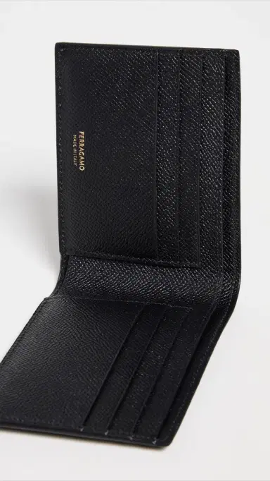 FERRAGAMO Micro Gancio 6CC Bifold Wallet Nero One Size | Thumbnail 5
