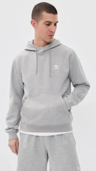 Adidas Trefoil Essentials Hoodie Medium Grey Heather/White L | Thumbnail 2