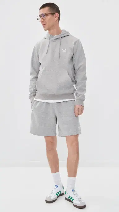 Adidas Trefoil Essentials Hoodie Medium Grey Heather/White L | Thumbnail 5