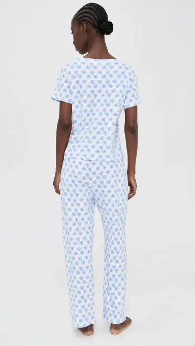 Hill House Home The Kelly Pajama Set Doily Heart/Blue | Thumbnail 3 Hill House Home The Kelly Pajama Set Doily Heart/Blue | Thumbnail 3