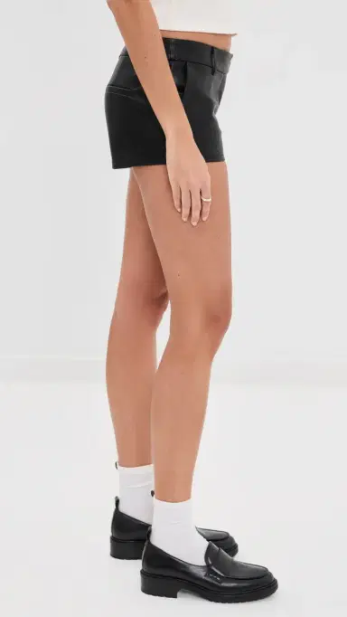 LIONESS Faux Leather In Motion Mini Shorts Onyx | Thumbnail 5 LIONESS Faux Leather In Motion Mini Shorts Onyx | Thumbnail 5