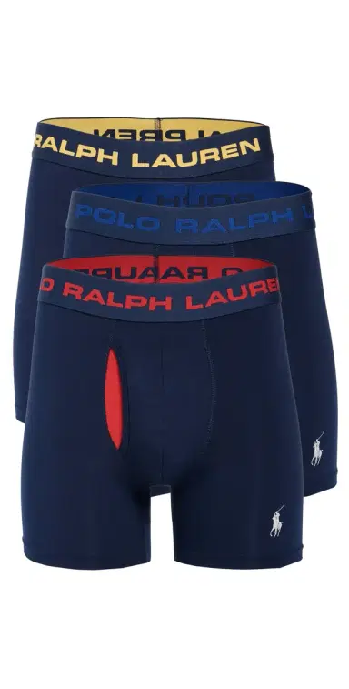 Polo Ralph Lauren Underwear Perfect Pouch odal Boxer Briefs 3 Pack Cruise Navy | Thumbnail 1