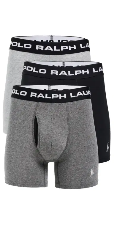Polo Ralph Lauren Underwear Perfect Pouch odal Boxer Briefs 3 Pack Andover/Charcoal/Polo Black | Thumbnail 1 Polo Ralph Lauren Underwear Perfect Pouch odal Boxer Briefs 3 Pack Andover/Charcoal/Polo Black | Thumbnail 1