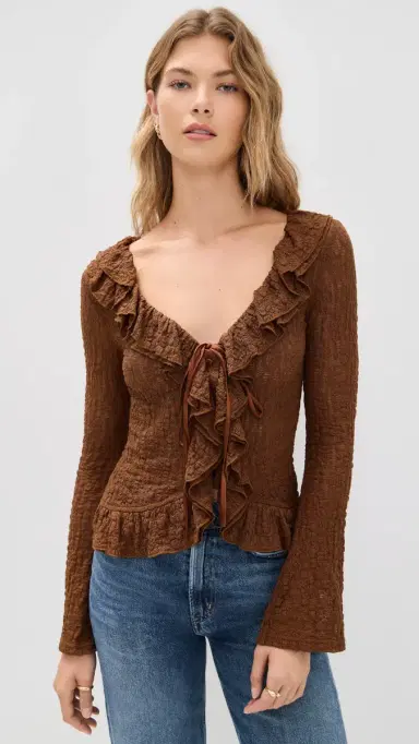 Bailey Rose Brown ong Sleeve Blouse Brown | Thumbnail 2 Bailey Rose Brown ong Sleeve Blouse Brown | Thumbnail 2