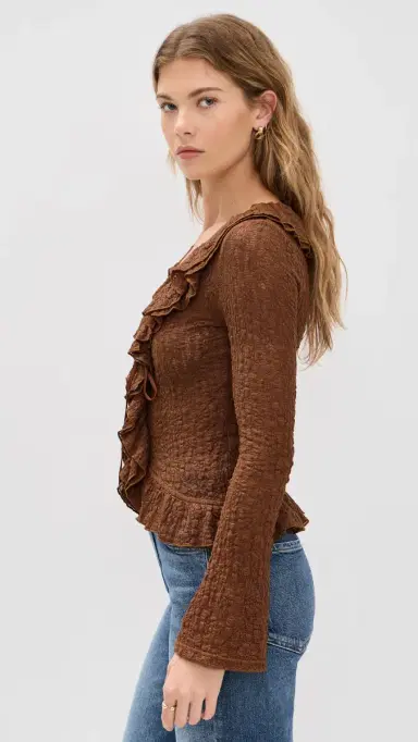 Bailey Rose Brown ong Sleeve Blouse Brown | Thumbnail 4 Bailey Rose Brown ong Sleeve Blouse Brown | Thumbnail 4