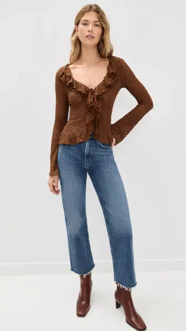 Bailey Rose Brown ong Sleeve Blouse Brown | Thumbnail 5 Bailey Rose Brown ong Sleeve Blouse Brown | Thumbnail 5