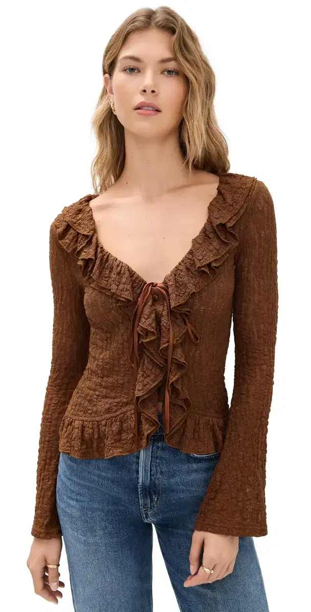 Brown ong Sleeve Blouse Brown