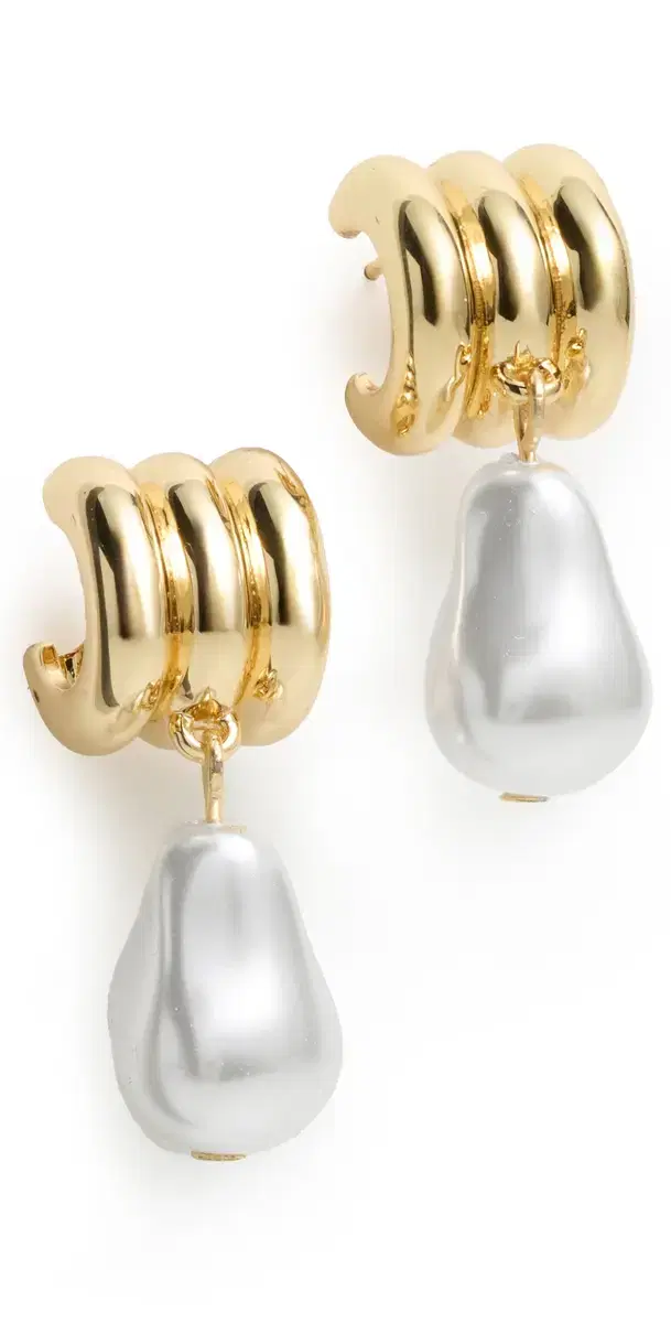BaubleBar Teagan Ribbed Pearl Earrings Pearl One Size