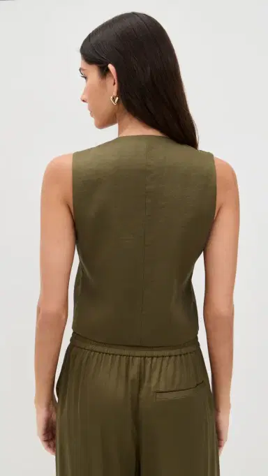 LE BOP Simone Satin Vest Military Green 2 | Thumbnail 3