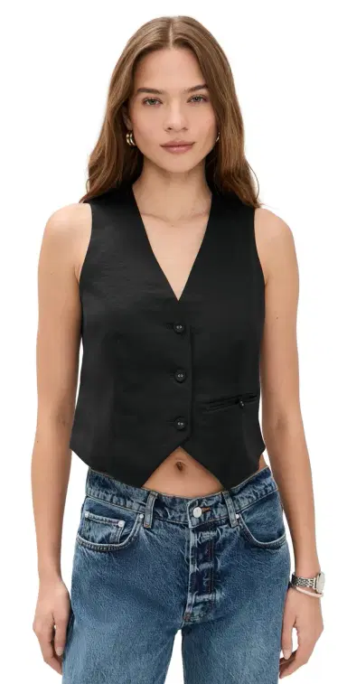 LE BOP Simone Satin Vest Black 6 | Thumbnail 1 LE BOP Simone Satin Vest Black 6 | Thumbnail 1