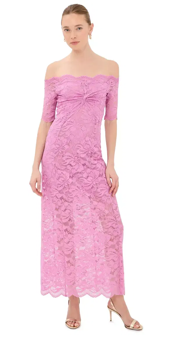 rabanne Lace Long Dress Camelia Pink