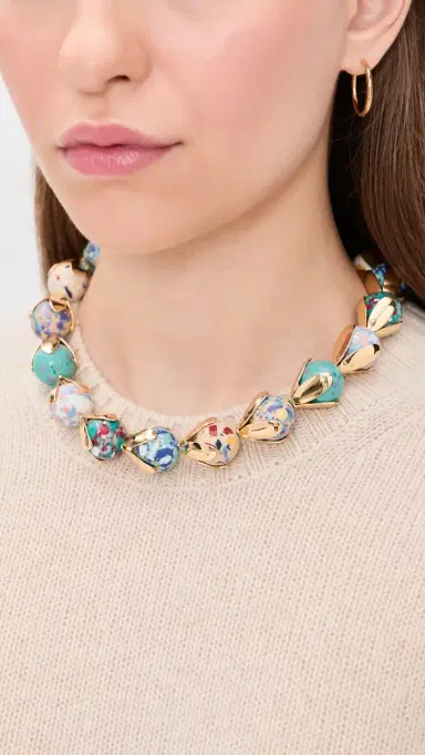 Lele Sadoughi Palm Necklace Terrazzo Multi One Size | Thumbnail 3