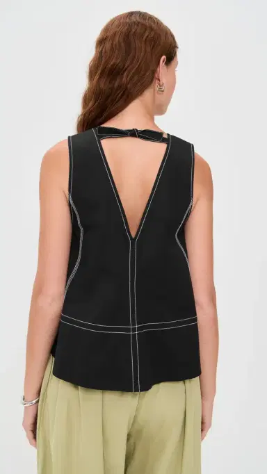 GANNI Stretch Cotton A-line Top Black | Thumbnail 3