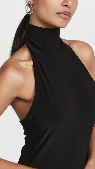 Norma Kamali Halter Turtle Side Slit Gown Black | Thumbnail 6