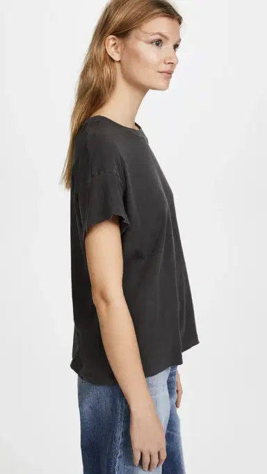 THE GREAT. The Boxy Crew Tee Washed Black | Thumbnail 4