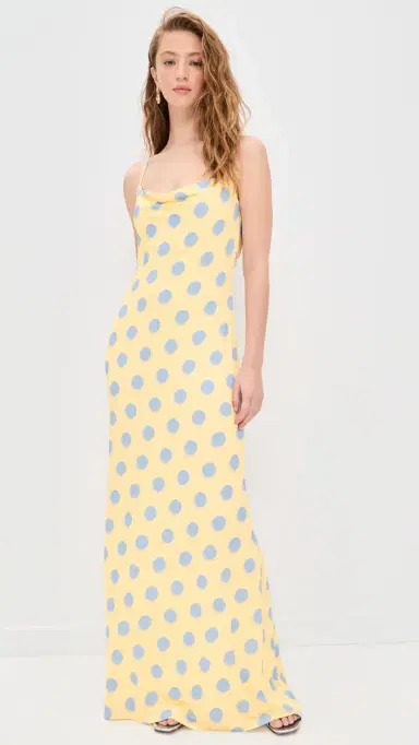 AFRM Kim Dress + Hair Wrap Set Butter Blue Dot | Thumbnail 2 AFRM Kim Dress + Hair Wrap Set Butter Blue Dot | Thumbnail 2