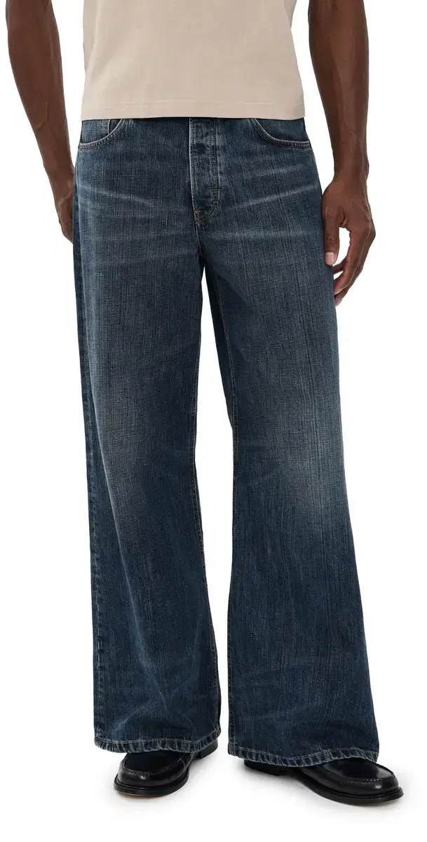 Jeanerica Gion Loose Flare Jeans Dark Blue Righe