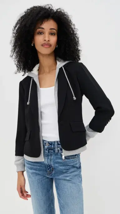 Cinq à Sept Zip Up Le Petit Khloe Blazer Black/Heather Grey 6 | Thumbnail 2 Cinq à Sept Zip Up Le Petit Khloe Blazer Black/Heather Grey 6 | Thumbnail 2