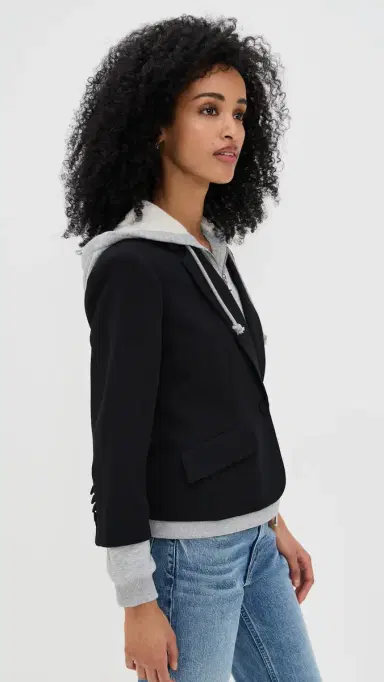 Cinq à Sept Zip Up Le Petit Khloe Blazer Black/Heather Grey 6 | Thumbnail 4 Cinq à Sept Zip Up Le Petit Khloe Blazer Black/Heather Grey 6 | Thumbnail 4