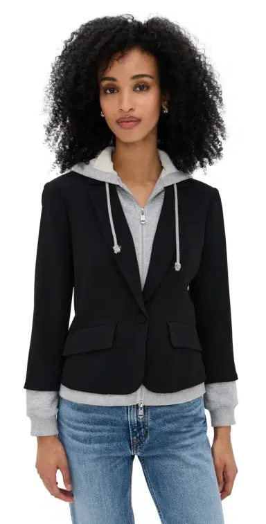 Cinq à Sept Zip Up Le Petit Khloe Blazer Black/Heather Grey 6 | Thumbnail 1 Cinq à Sept Zip Up Le Petit Khloe Blazer Black/Heather Grey 6 | Thumbnail 1
