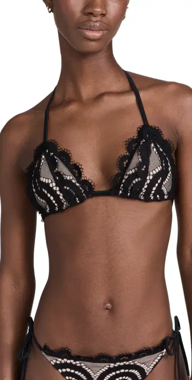 PQ Swim Lace Triangle Bikini Top Midnight D | Thumbnail 1 PQ Swim Lace Triangle Bikini Top Midnight D | Thumbnail 1