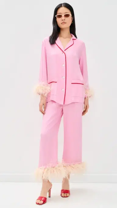 Sleeper Party Pajama Set with Detachable Feathers Pink | Thumbnail 2 Sleeper Party Pajama Set with Detachable Feathers Pink | Thumbnail 2
