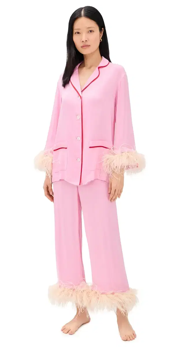Party Pajama et with Detachable Feathers Pink