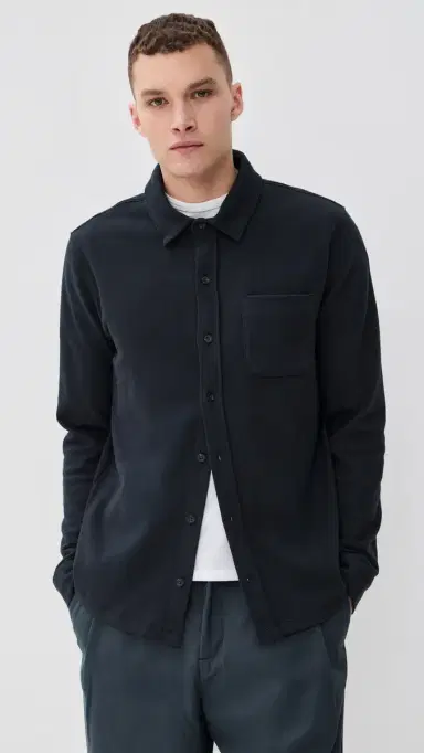 Vince Solid Knit Shirt Coastal | Thumbnail 2 Vince Solid Knit Shirt Coastal | Thumbnail 2