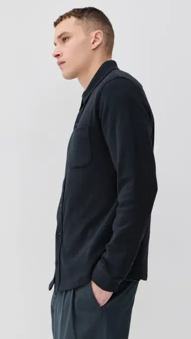Vince Solid Knit Shirt Coastal | Thumbnail 4 Vince Solid Knit Shirt Coastal | Thumbnail 4
