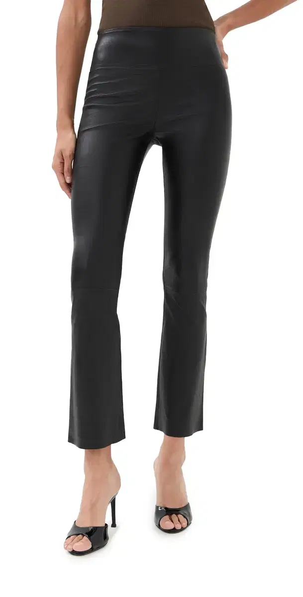 SPRWMN High Waist eather Ankle Flare eggings Black