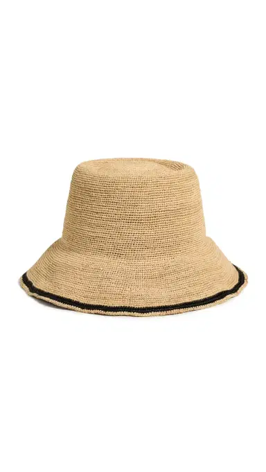 Hat Attack Stripe Edge Modern Crochet Bucket Hat Natural/Black One Size | Thumbnail 5