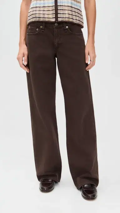 rag & bone Saige Low-Rise Full Straight Jeans Dark Brown | Thumbnail 2