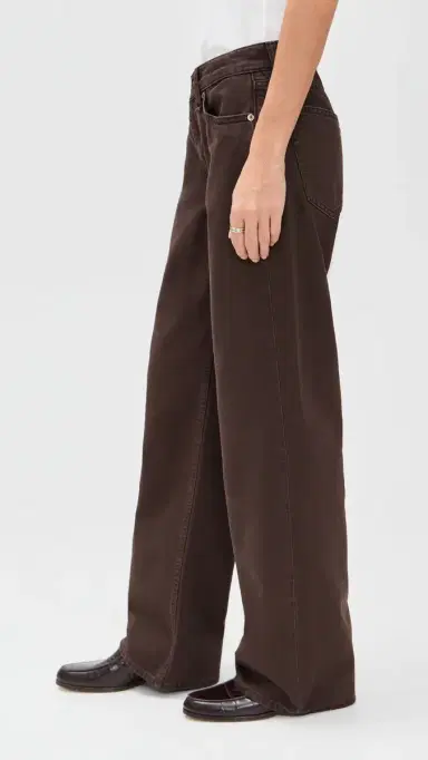 rag & bone Saige Low-Rise Full Straight Jeans Dark Brown | Thumbnail 4