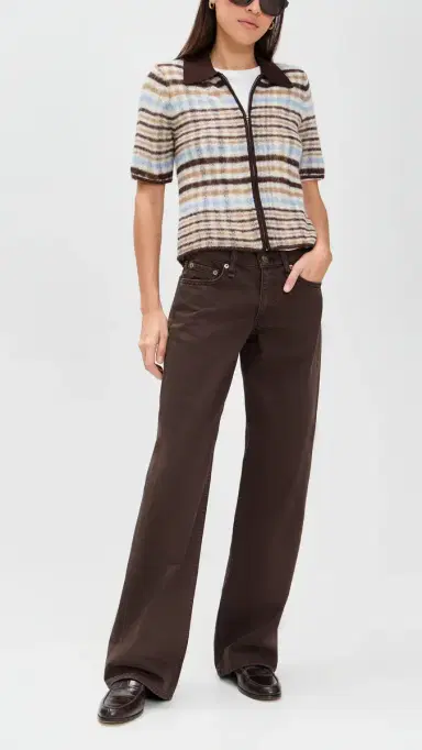 rag & bone Saige Low-Rise Full Straight Jeans Dark Brown | Thumbnail 5