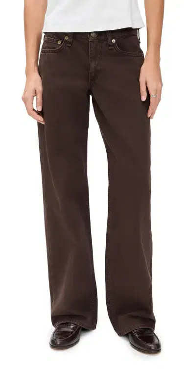 rag & bone Saige Low-Rise Full Straight Jeans Dark Brown | Thumbnail 1