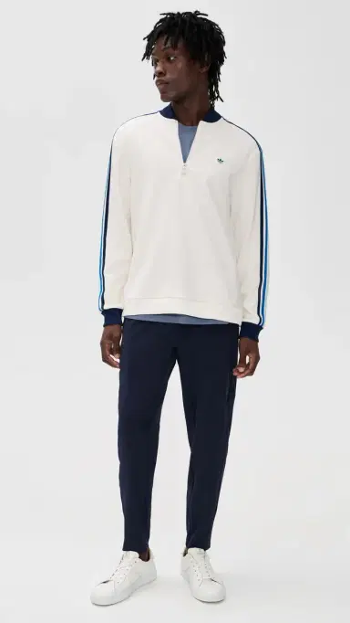 Adidas Golf Originals 3-Stripe 1/4 Zip Chalk White/Night Indigo | Thumbnail 5 Adidas Golf Originals 3-Stripe 1/4 Zip Chalk White/Night Indigo | Thumbnail 5