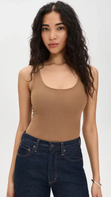 L'Agence Kalea Scoop Neck Tank Thong Bodysuit Dark Macchiato L | Thumbnail 2