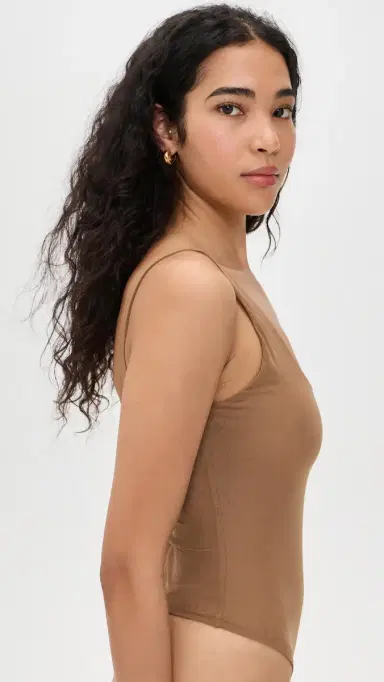 L'Agence Kalea Scoop Neck Tank Thong Bodysuit Dark Macchiato L | Thumbnail 4