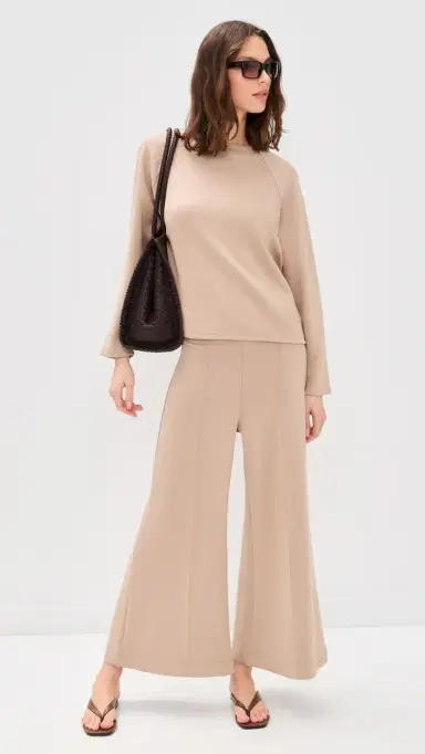 Ripley Rader Scuba Cropped Wide Leg Pants Tan | Thumbnail 2 Ripley Rader Scuba Cropped Wide Leg Pants Tan | Thumbnail 2