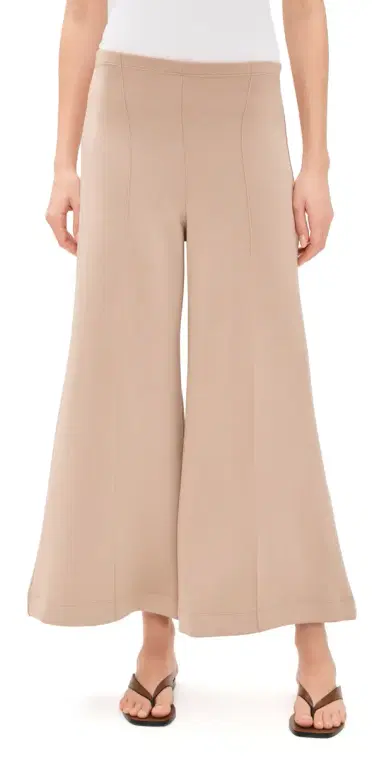 Ripley Rader Scuba Cropped Wide Leg Pants Tan | Thumbnail 1 Ripley Rader Scuba Cropped Wide Leg Pants Tan | Thumbnail 1