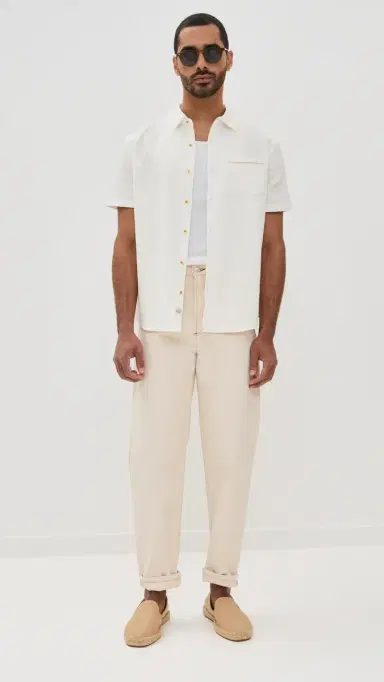 Marine Layer Classic tretch elvage Shirt Natural | Thumbnail 5