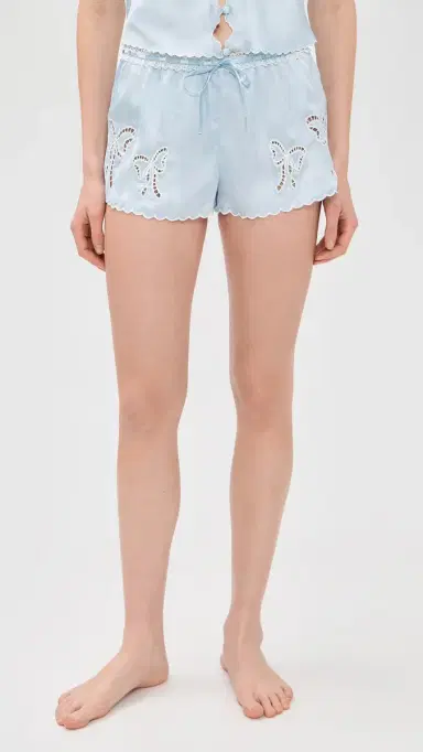 For Love & Lemons Delaine Sleep Shorts Blue | Thumbnail 2 For Love & Lemons Delaine Sleep Shorts Blue | Thumbnail 2