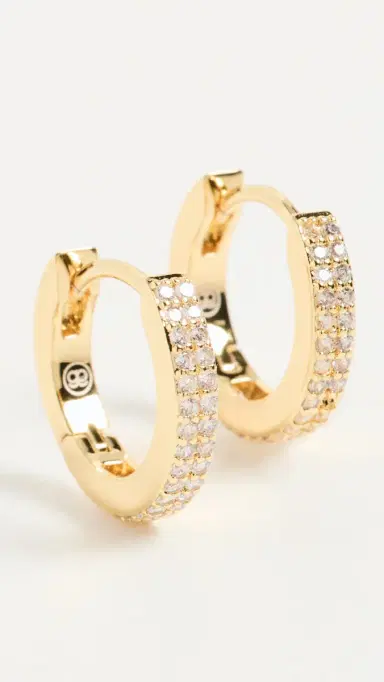 Gorjana Wilder Shimmer Bar Huggie Hoop Earrings Gold One Size | Thumbnail 2