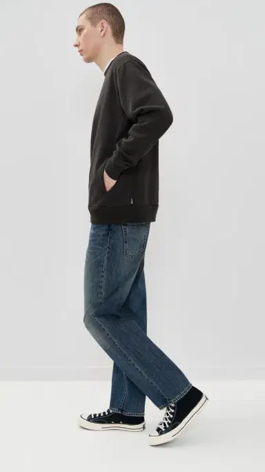 Rhythm Classic Fleece Crew Sweatshirt Vintage Black | Thumbnail 4